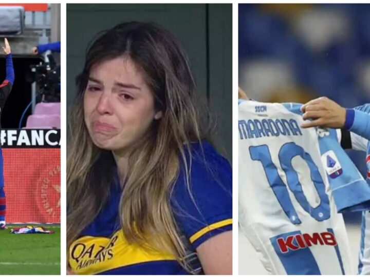 Daughter of late Football legend Maradona breaks down when football team gives her standing ovation