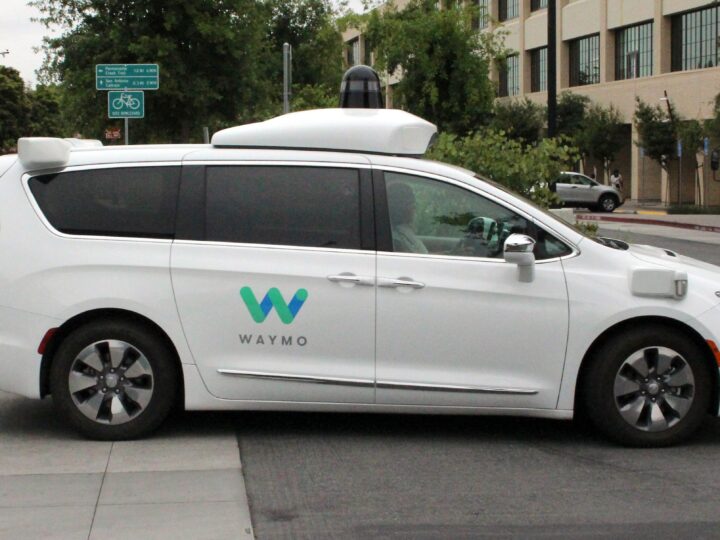 Waymo self-driving cars block a San Francisco dead-end street.