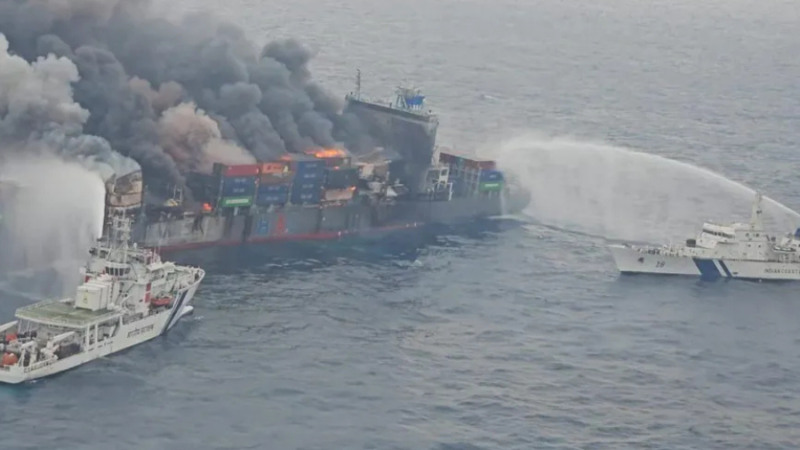 Singapore-Flagged Freighter Burns off Kerala, Four Crew Missing
